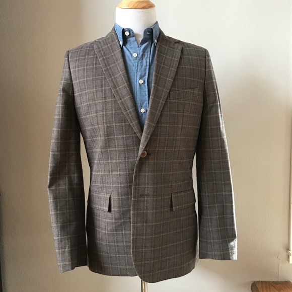 Jack Spade Suits & Blazers Jack Spade Slim Fit Windowpane Wool
